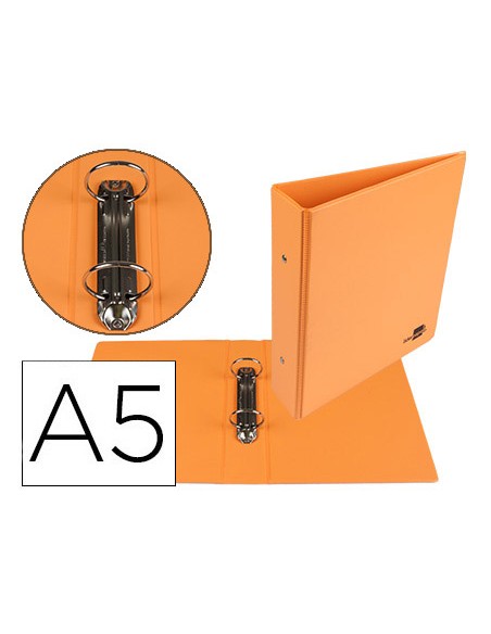Carpeta de 2 anillas 40 mm redondas liderpapel a5 carton forrado pvc naranja