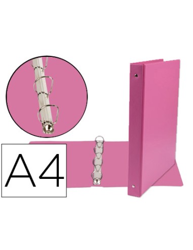 Carpeta de 4 anillas 25 mm mixtas liderpapel a4 carton forrado pvc fucsia