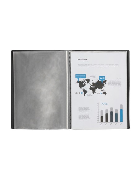 Carpeta liderpapel escaparate 40 fundas pvc folio negro