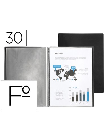 Carpeta liderpapel escaparate 30 fundas pvc folio negro