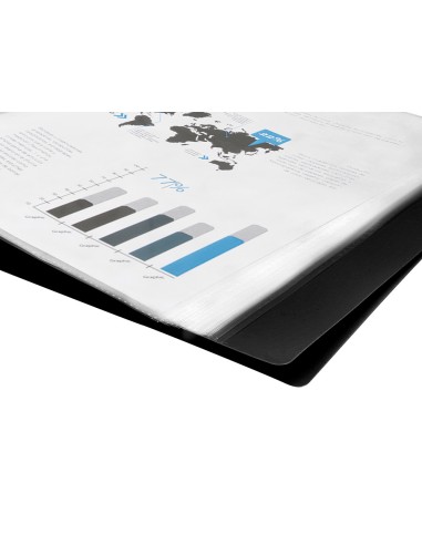 Carpeta liderpapel escaparate 20 fundas pvc folio negro