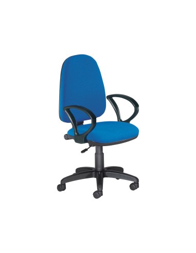 Silla rocada con brazos color azul diametro base 610 mm respaldo de 490 mm x 420 mm