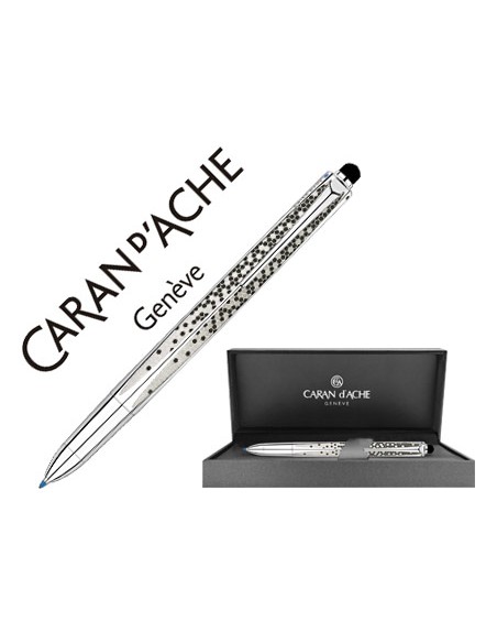 Boligrafo caran d ache multifuncion rnx316 acero inox grabado imitacion pixeles ordenador azul negro