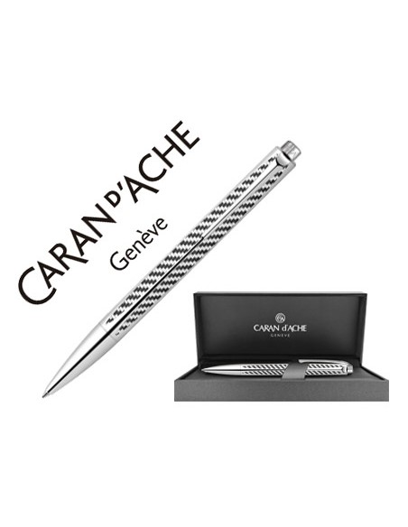 Boligrafo caran d ache rnx316 fiber acero inox grabada en urdimbre a laser con estuche punta media