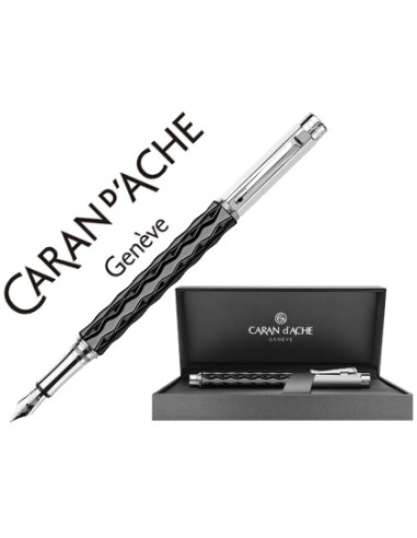 Pluma caran d ache varius ceramic black placada rodio plumin oro 18k rodiado con estuche plumin medio