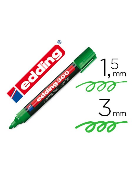 Rotulador edding marcador permanente 300 verde punta redonda 15 3 mm recargable