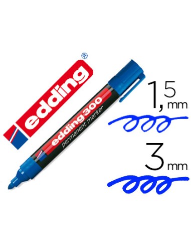 Rotulador edding marcador permanente 300 azul punta redonda 15 3 mm recargable