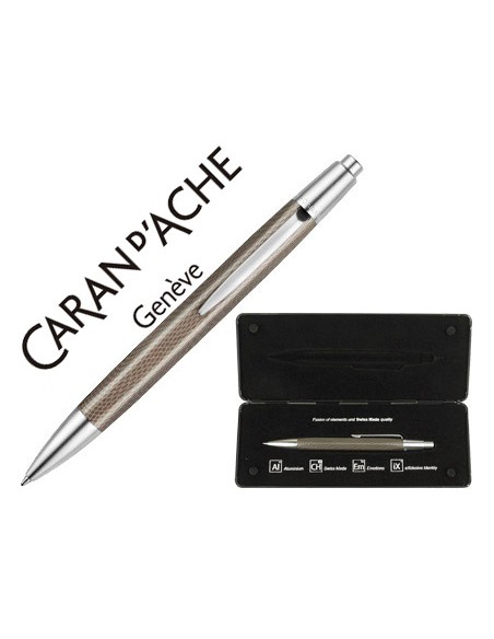 Boligrafo caran d ache alchemix cuerpo piel de reptil adornos cromados brillante con estuche punta