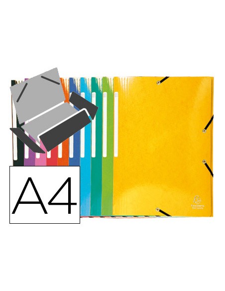 Carpeta exacompta gomas carton simil prespan tres solapas din a4 colores surtidos