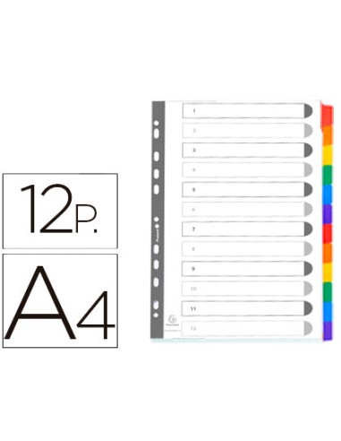 Separador exacompta cartulina juego de 12 separadores din a4 multitaladro color blanco