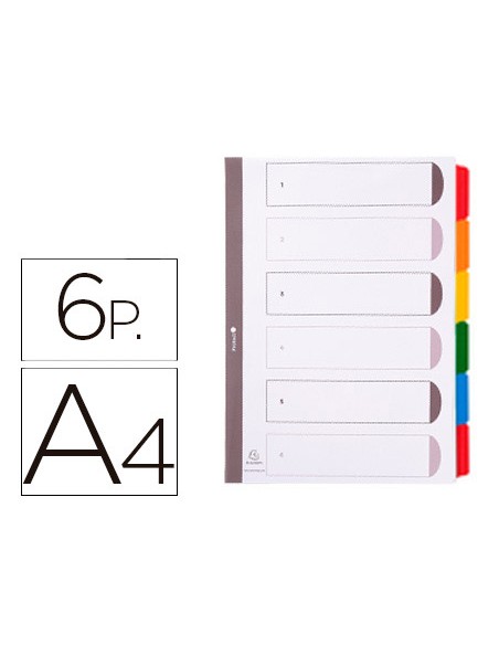Separador exacompta cartulina juego de 6 separadores din a4 multitaladro color blanco