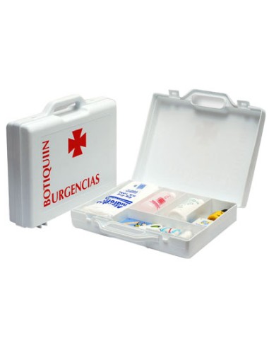 Botiquin polipropileno con material para primeros auxilios forma de maletin 270x230x70 mm