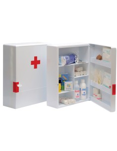 Botiquin plastico extraduro con material para primeros auxilios 460x340x150 mm
