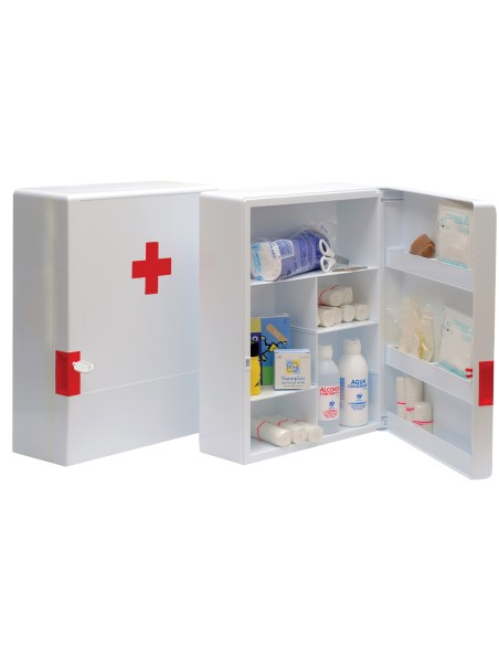 Botiquin plastico extraduro con material para primeros auxilios 460x340x150 mm