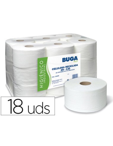 Papel higienico industrial gofrado buga reciclado 2 capas 130 m