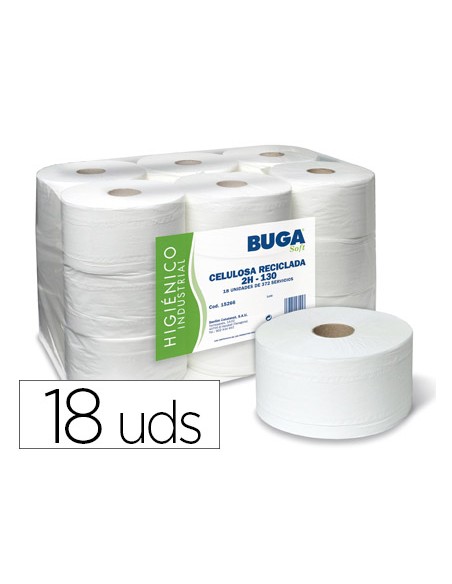 Papel higienico industrial gofrado buga reciclado 2 capas 130 m