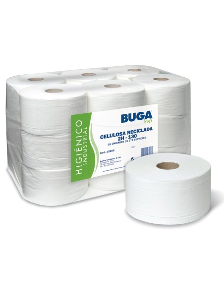 Papel higienico industrial gofrado buga reciclado 2 capas 130 m