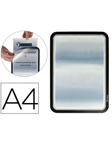Marco porta anuncios tarifold magneto din a4 dorso adhesivo removible color negro pack de 2 unidades