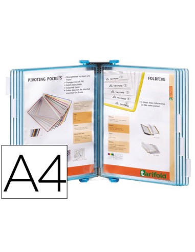 Portacatalogo de pared polipropileno tarifold con 10 fundas din a4 color azul