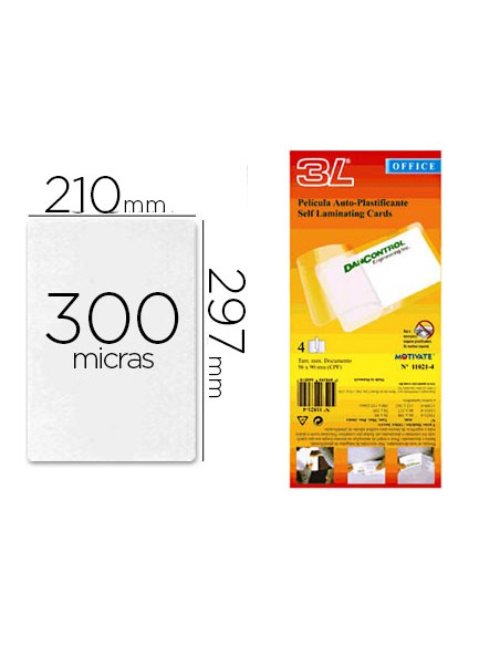 Bolsa de plastificar 3l office manual en frio 300 mc din a4 con dorso adhesivo pack 10 unidades Bolsa de plastificar 3l office manual en frio 300 mc din a4 con dorso adhesivo pack 10 unidades