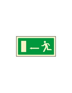 Pictograma syssa senal de salida emergencia flecha izquierda en pvc fotoluminiscente 320x160 mm