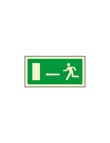 Pictograma syssa senal de salida emergencia flecha izquierda en pvc fotoluminiscente 320x160 mm