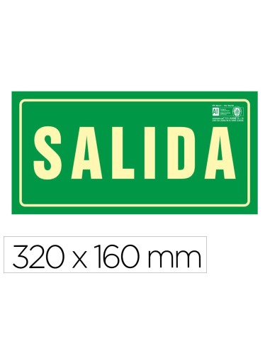 Pictograma syssa senal de salida en pvc fotoluminiscente 320x160 mm