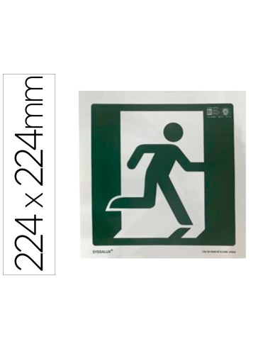 Pictograma syssa senal de salida de emergencia derecha en pvc fotoluminiscente 224x224 mm