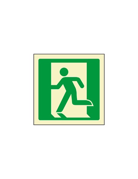 Pictograma syssa senal de salida de emergencia izquierda en pvc fotoluminiscente 224x224 mm