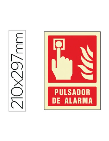 Pictograma syssa senal de pulsador de alarma en pvc fotoluminiscente 210x297 mm