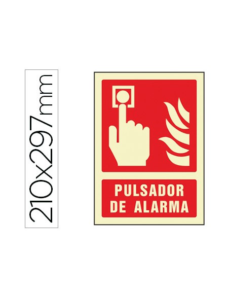 Pictograma syssa senal de pulsador de alarma en pvc fotoluminiscente 210x297 mm