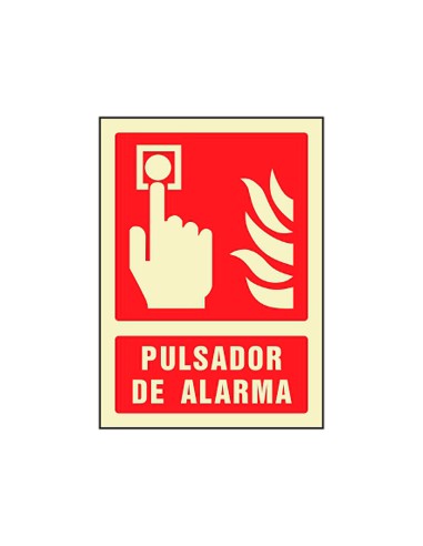 Pictograma syssa senal de pulsador de alarma en pvc fotoluminiscente 210x297 mm