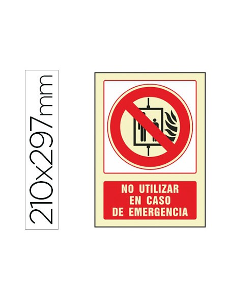 Pictograma syssa senal de no utilizar en caso de incendio en pvc fotoluminiscente 210x297 mm