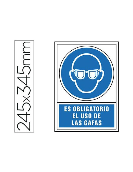 Pictograma syssa senal de obligacion es obligatorio el uso de las gafas en pvc 245x345 mm