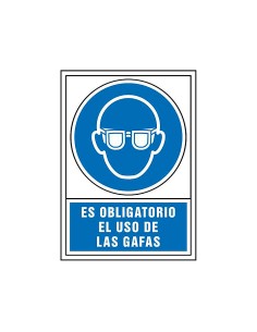 Pictograma syssa senal de obligacion es obligatorio el uso de las gafas en pvc 245x345 mm