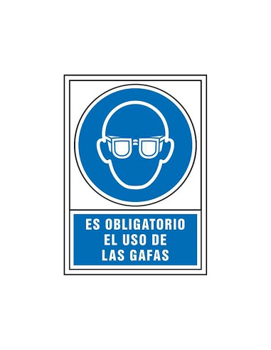 Pictograma syssa senal de obligacion es obligatorio el uso de las gafas en pvc 245x345 mm