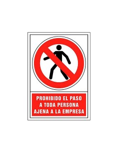 Pictograma syssa senal de prohibicion prohibido el paso a toda persona ajena a la empresa en pvc 245x345 mm