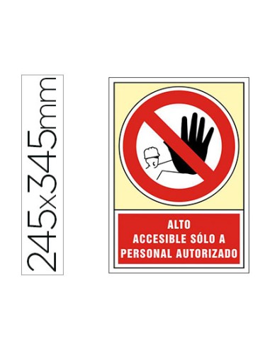 Pictograma syssa senal de prohibicion alto accesible solo a personal autorizado en pvc 245x345 mm