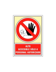 Pictograma syssa senal de prohibicion alto accesible solo a personal autorizado en pvc 245x345 mm