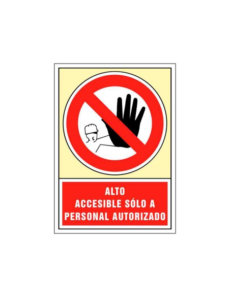 Pictograma syssa senal de prohibicion alto accesible solo a personal autorizado en pvc 245x345 mm