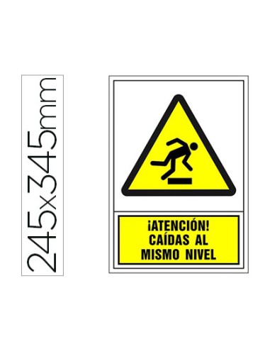 Pictograma syssa senal de advertencia atencion caidas al mismo nivel en pvc 245x345 mm