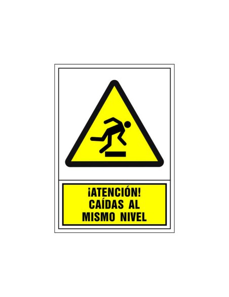 Pictograma syssa senal de advertencia atencion caidas al mismo nivel en pvc 245x345 mm