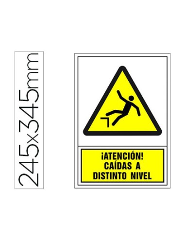 Pictograma syssa senal de advertencia atencion caidas a distinto nivel en pvc 245x345 mm