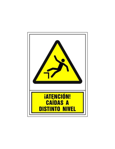 Pictograma syssa senal de advertencia atencion caidas a distinto nivel en pvc 245x345 mm