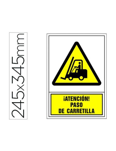 Pictograma syssa senal de advertencia atencion paso de carretilla en pvc 245x345 mm
