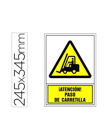 Pictograma syssa senal de advertencia atencion paso de carretilla en pvc 245x345 mm