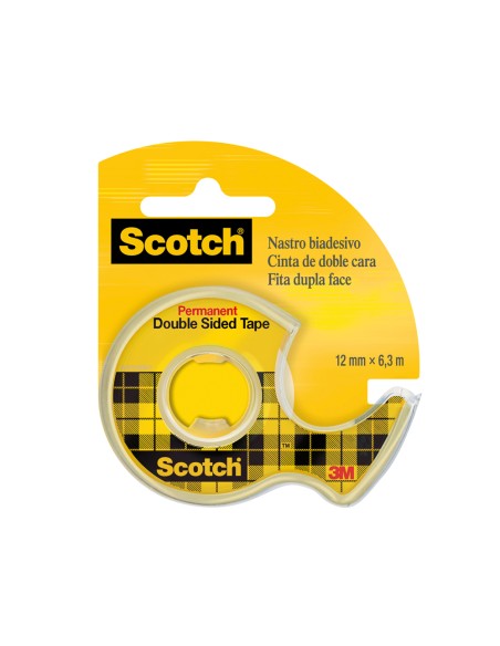 Cinta adhesiva scotch 136 d dos caras 63 mt x 12 mm en portarrollo