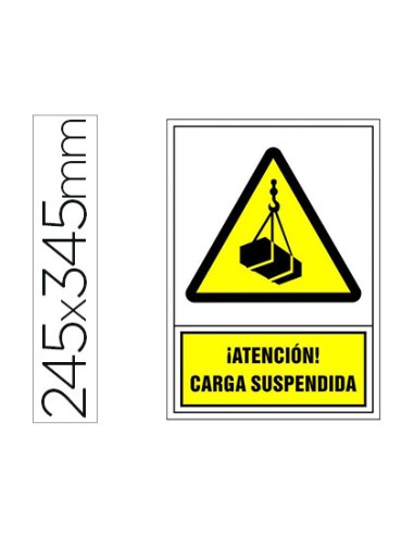 Pictograma syssa senal de advertencia atencion carga suspendida en pvc 245x345 mm