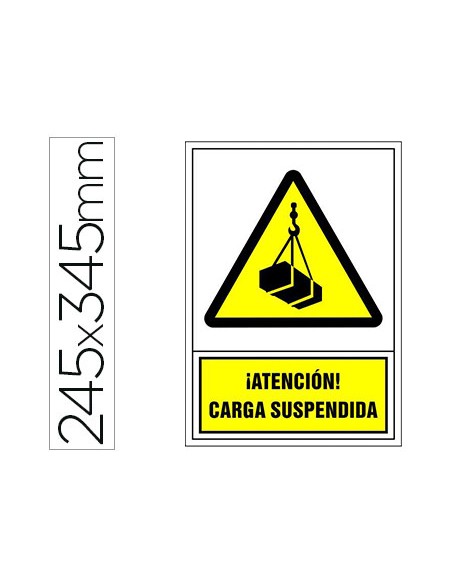 Pictograma syssa senal de advertencia atencion carga suspendida en pvc 245x345 mm