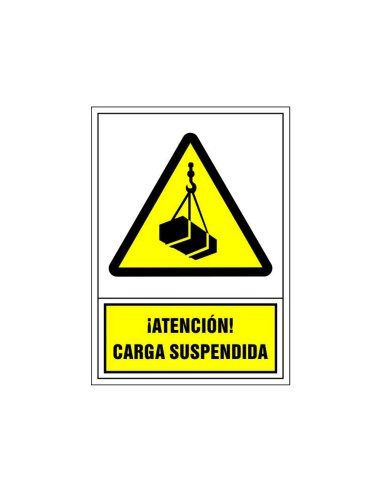 Pictograma syssa senal de advertencia atencion carga suspendida en pvc 245x345 mm